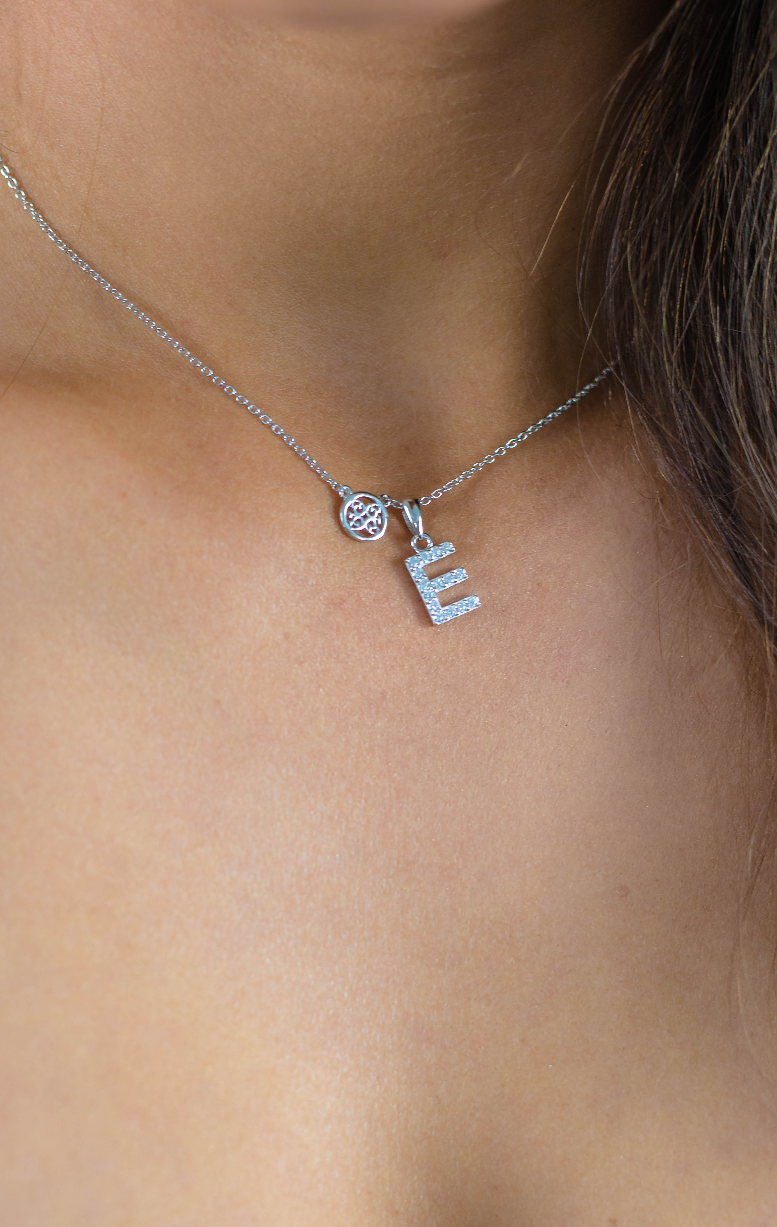 GEORGINI LUXURY LETTERS E INITIAL PENDANT SILVER