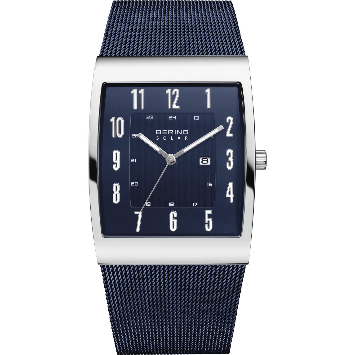 Bering Men's Slim Solar Rectangular Blue Watch