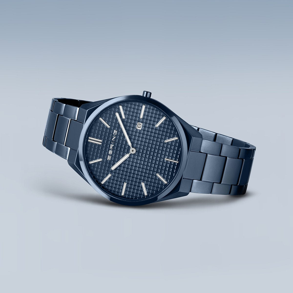 Bering Ultra Slim 40mm Blue Stainless Steel Strap Watch