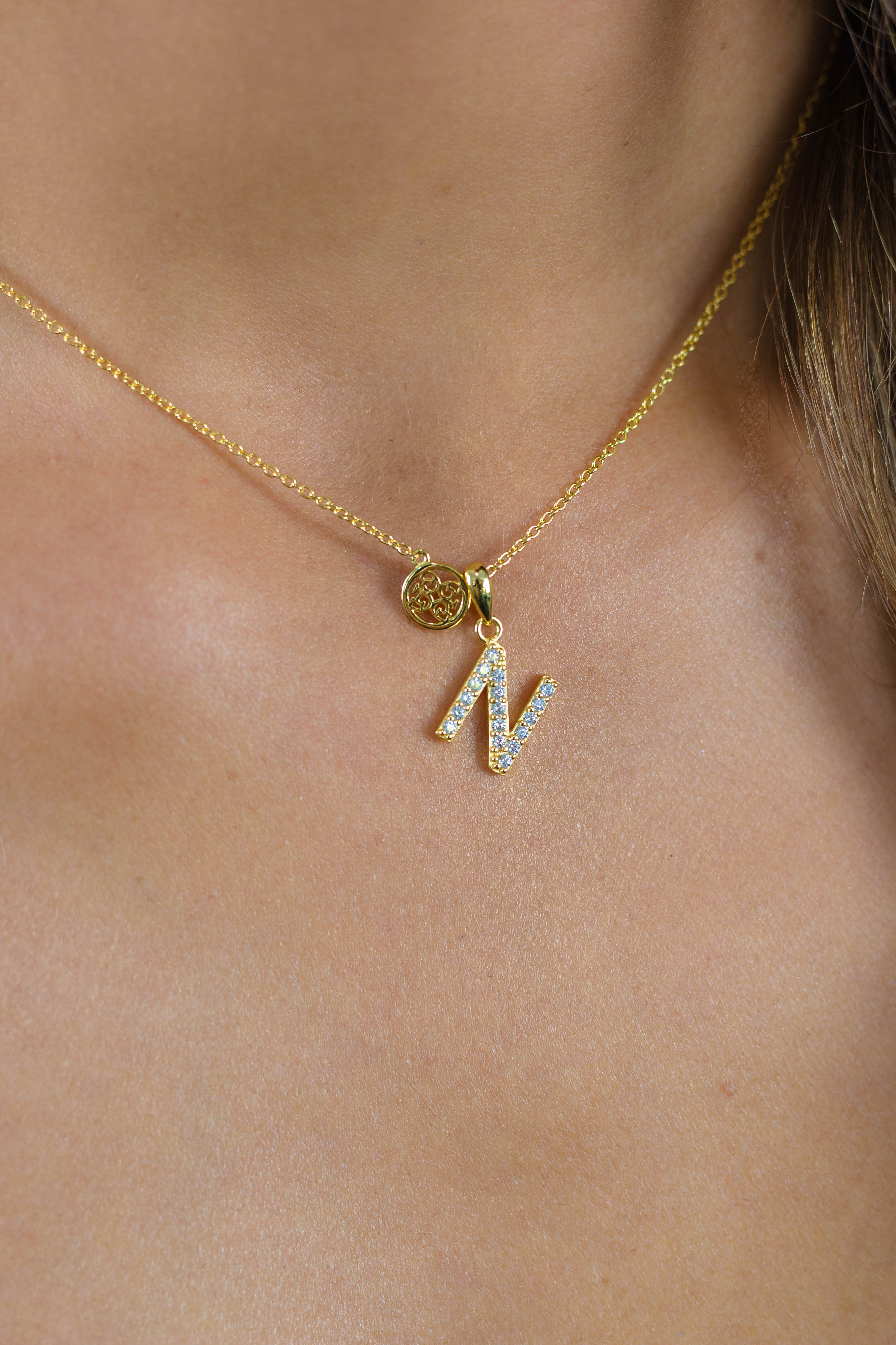 GEORGINI LUXURY LETTERS N INITIAL PENDANT GOLD