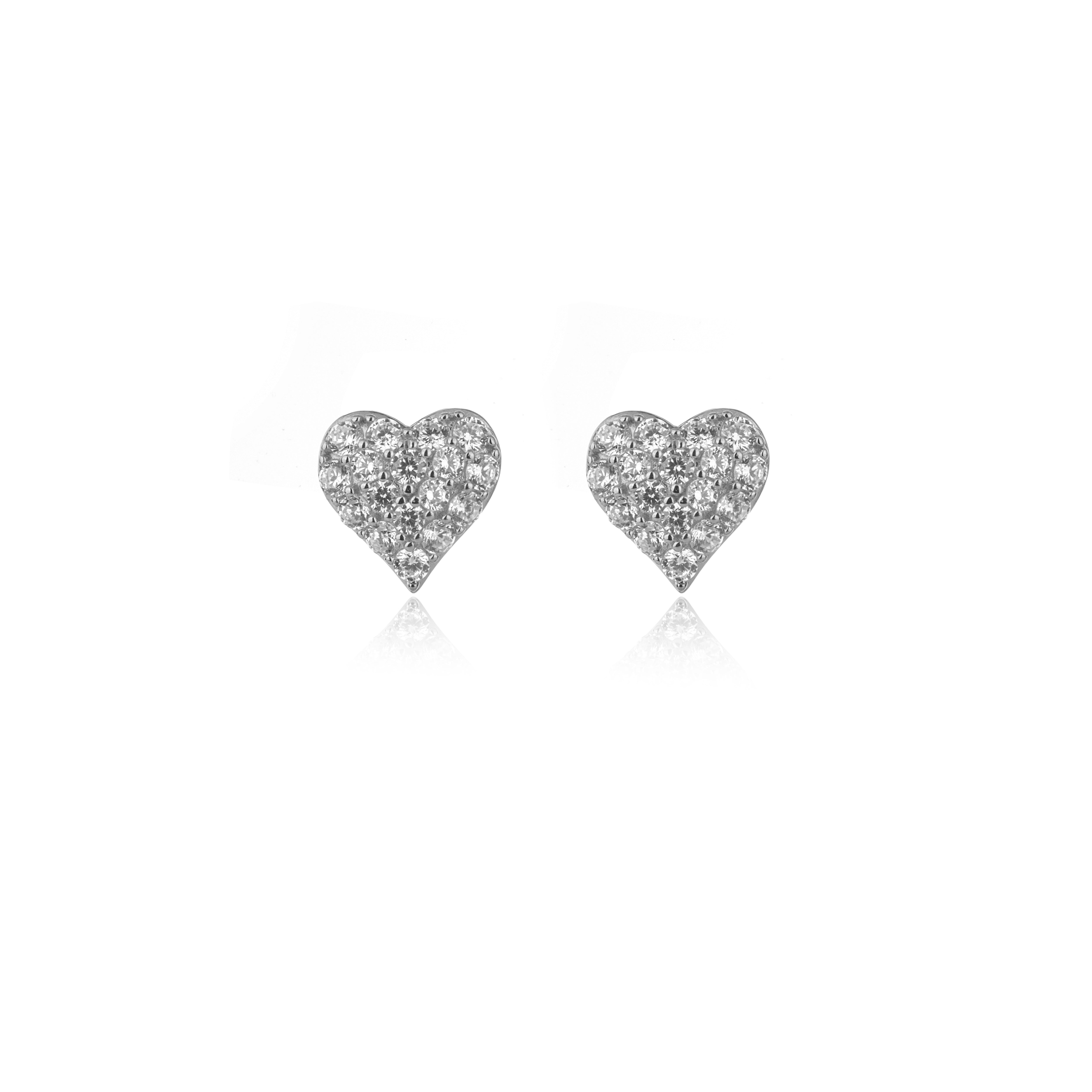 GEORGINI SWEETHEART SPARKLY HEART STUDS SILVER