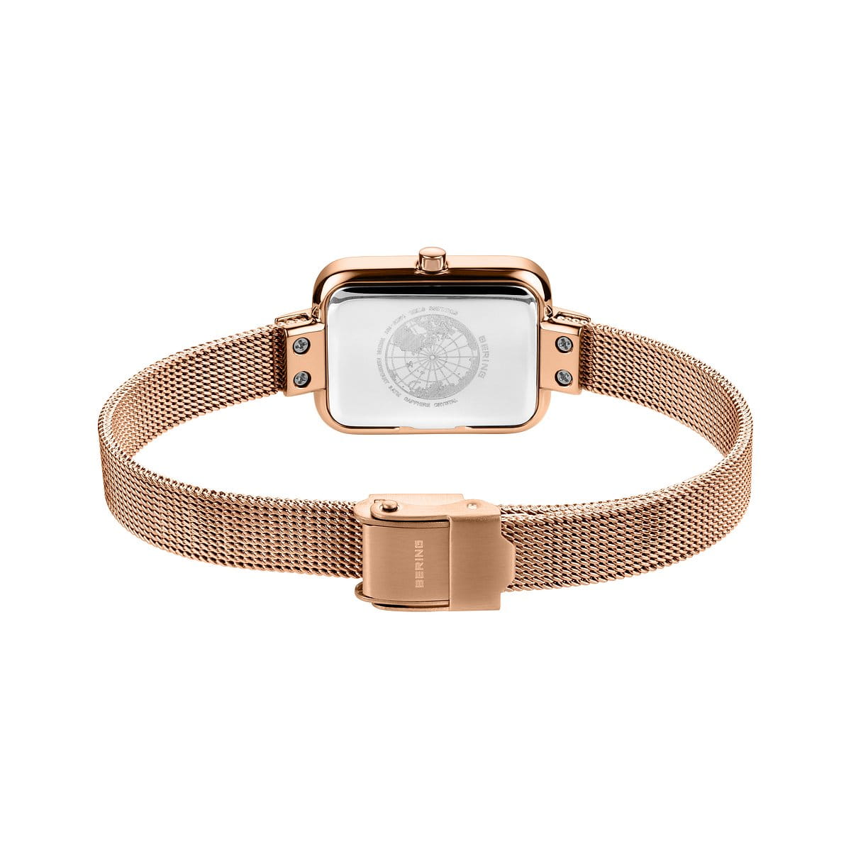 Bering Petite Square 35mm Rose Gold Milanese Strap Watch