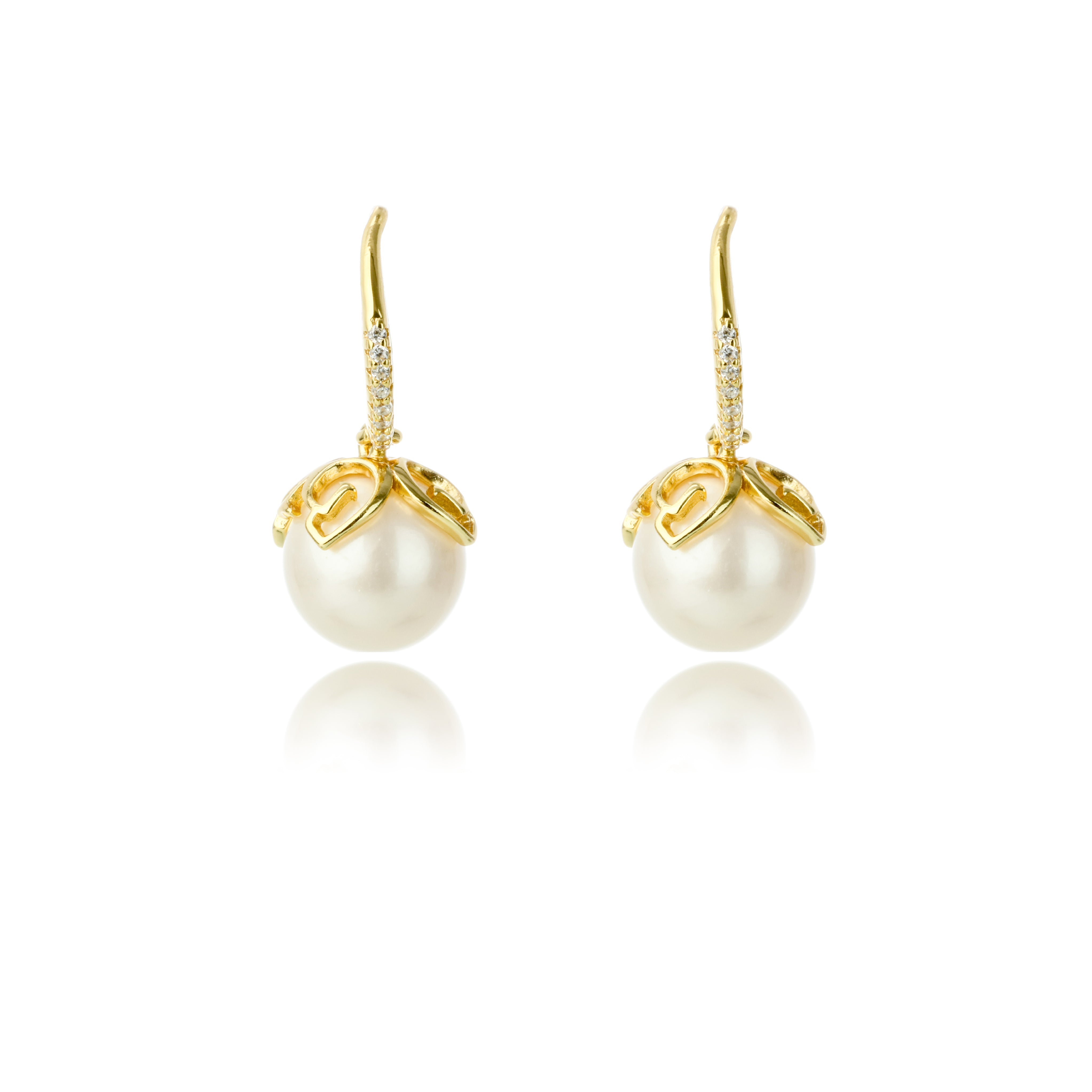 GEORGINI OCEANS PALM COVE FRESHWATER PEARL EARRINGS GOLD