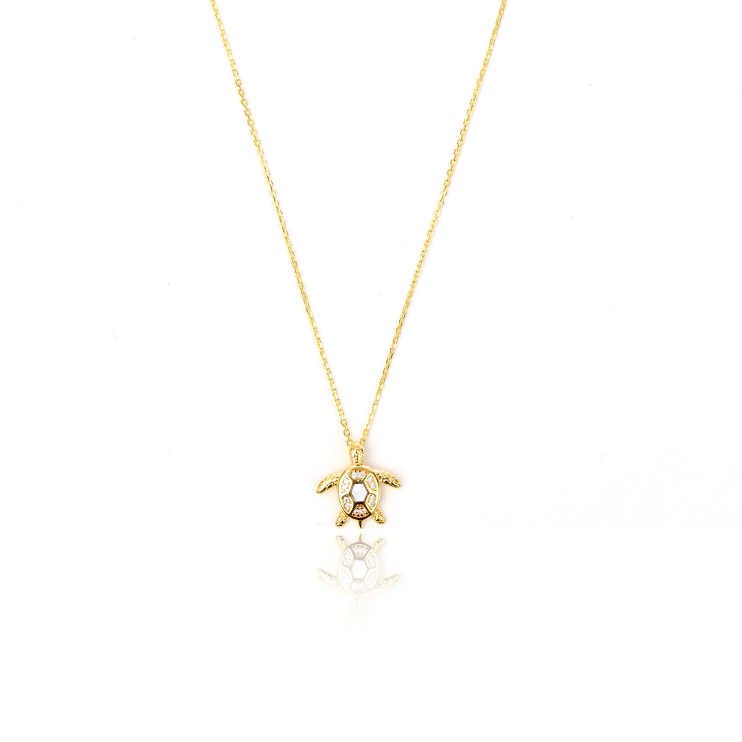 GEORGINI OCEANS SEA TURTLE MOTHER OF PEARL NECKLACE GOLD